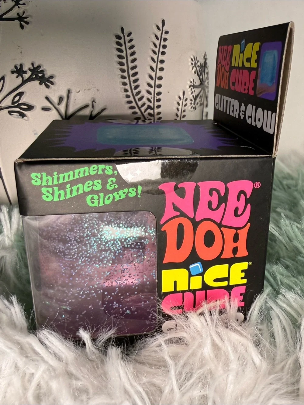 NeeDoh Nice Cube Glitter & Glow NEE DOH - Purple Glitter